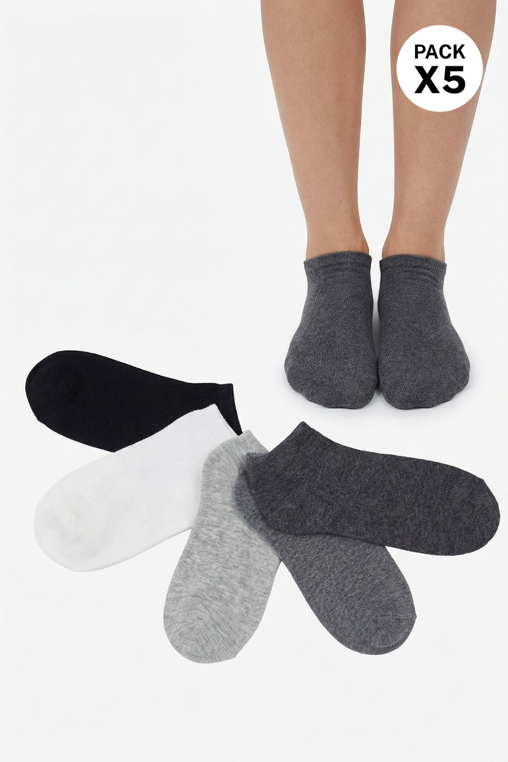 Medias talonera elaboradas en algodón paqute x5